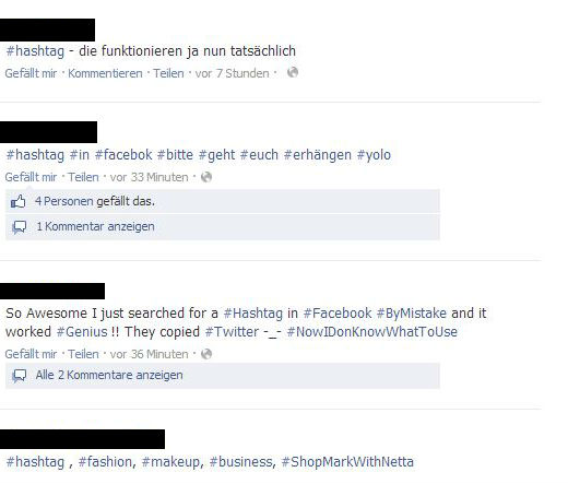 Facebook Hashtags Übersicht die auch funktionieren