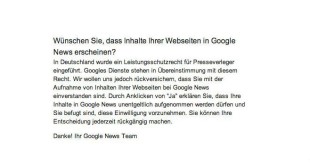 Leistungsschutzrecht - Google verlangt eine Verzichtserklärung