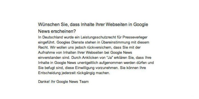 Leistungsschutzrecht - Google verlangt eine Verzichtserklärung