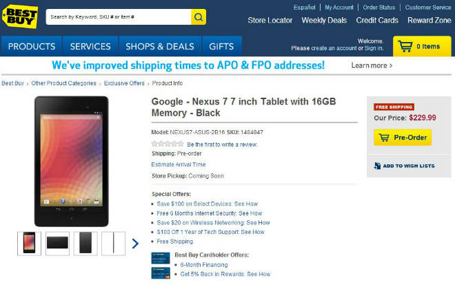 Google Nexus 7 auf Best Buy