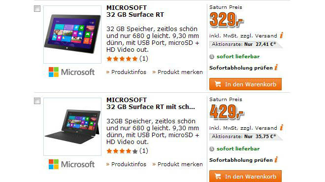 Microsoft Surface im Preis günstiger