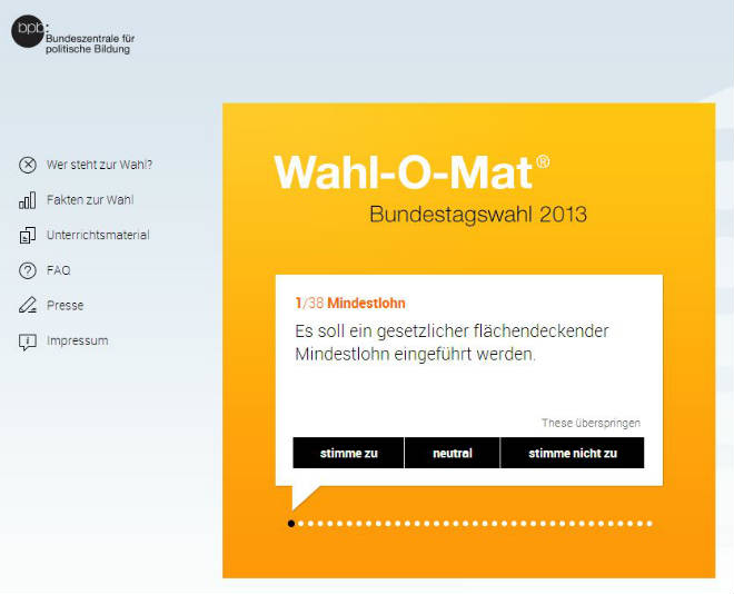 Wahl-O-Mat 2013 zur Bundestagswahl