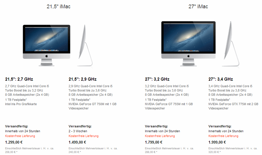 iMac 2013 - Lieferzeiten sind bekannt