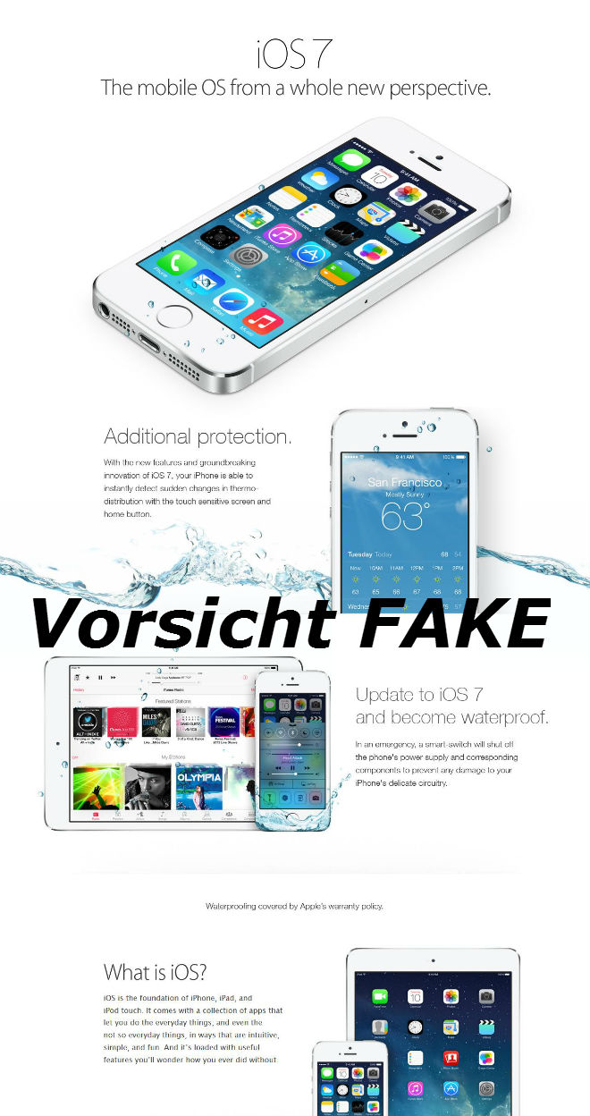 iOS 7 Fake - Werbeflyer