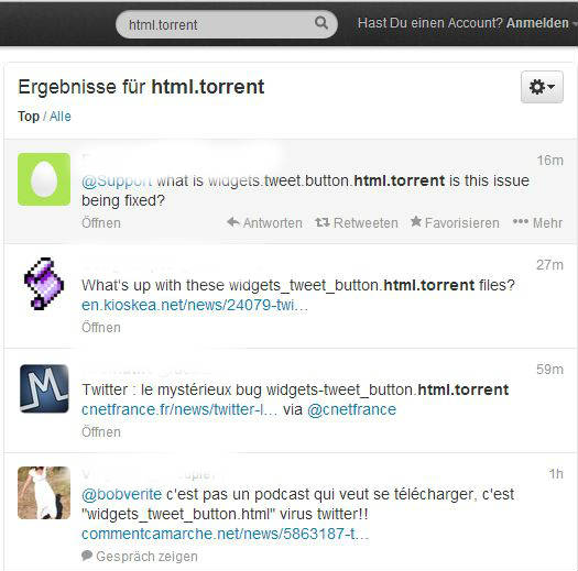 Twitter html torrent Fehler