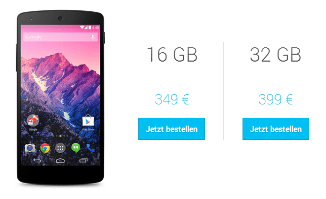 Google Nexus 5 - Verkaufsstart