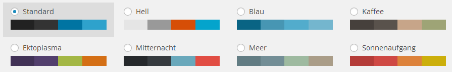 Wordpress Administration der Farbvarianten