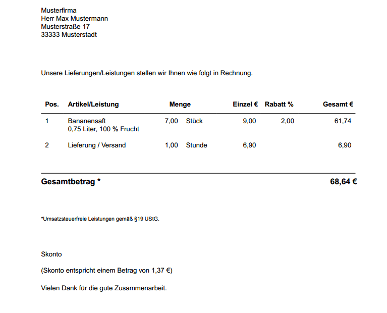 Lexoffice - Rechnung erstellt