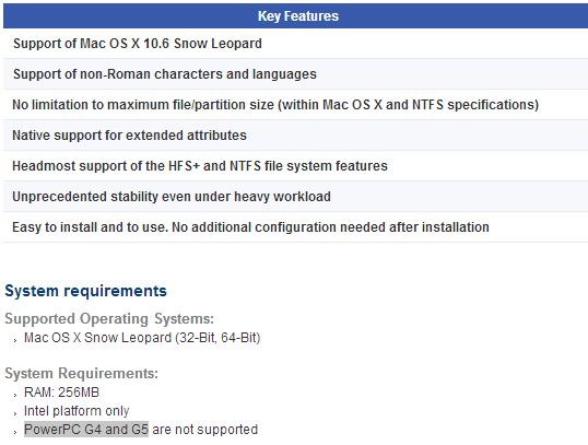 Key Features - Paragon NTFS Treiber Snow Leopard