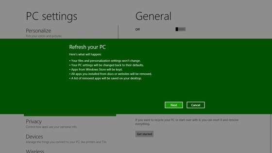 Resetfunktion von Windows 8 - Umgang mit personenbezogenen Daten