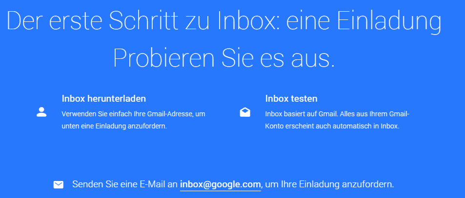 Einladung zu Google Inbox anfordern