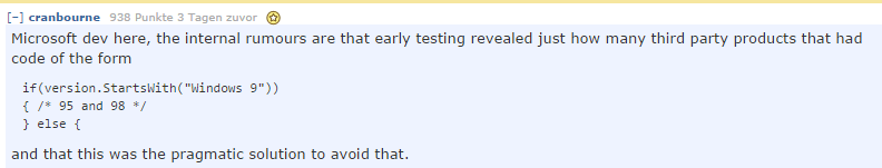 Microsoft Windows 10 - Das sagt der Internetnutzer "cranbourne" dazu.