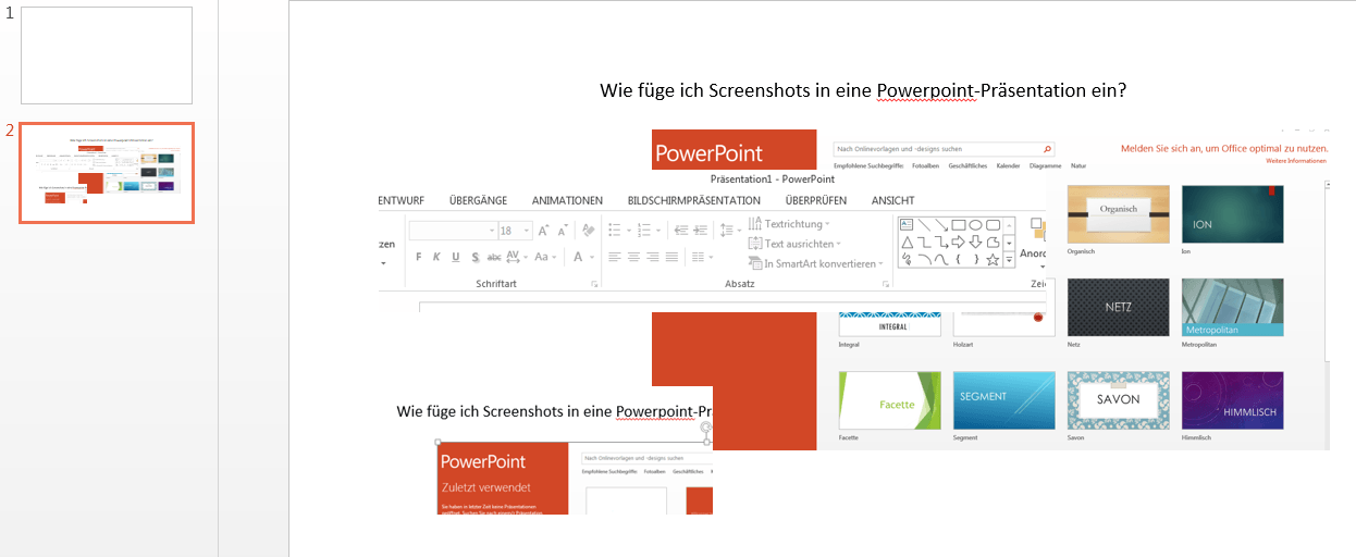 Screenshots in Powerpont-Präsentationen einfügen