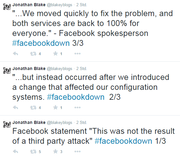 Jonathan Blake über den Facebook Ausfall auf Twitter