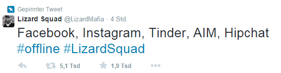 Lizard Squad Tweet bezüglich Facebook Ausfall