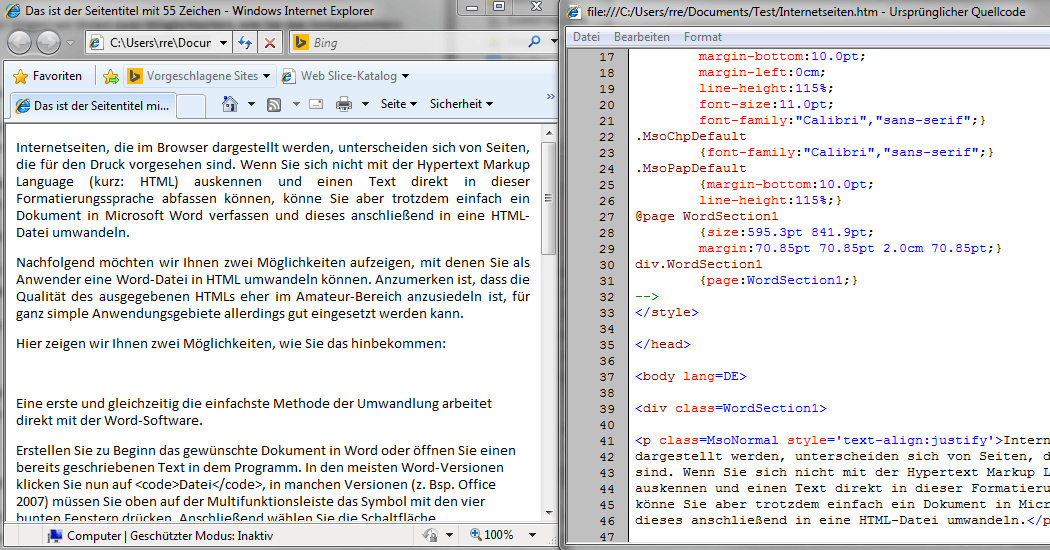 Microsoft Word - Dokument in der Webansicht des Internet Explorers