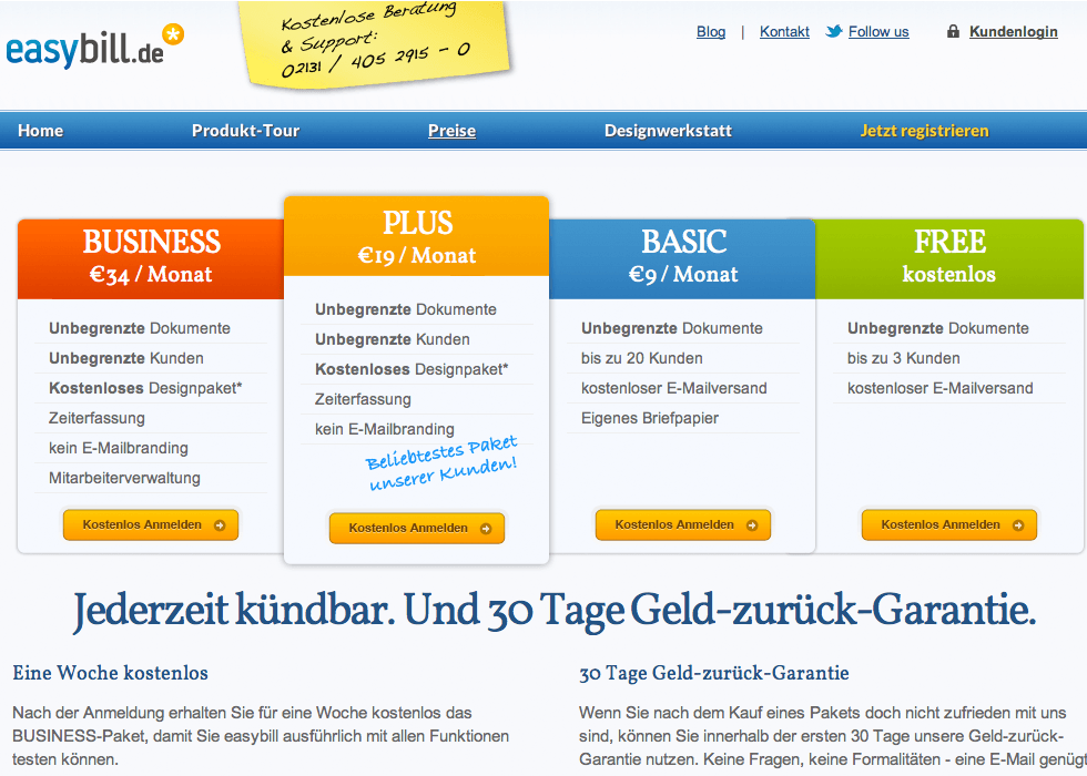 Easybill - Preise und Pakete im Überblick