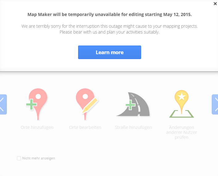 Google Map Maker wird vorerst eingestellt