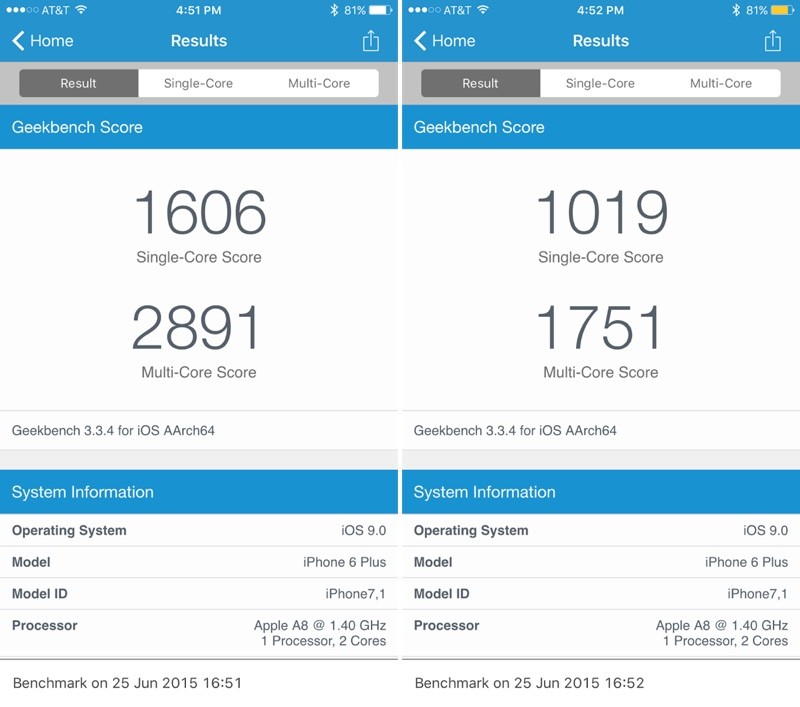 iOS 9 Beta - Testergebnis des Low Power Mode mit iPhone 6 Plus