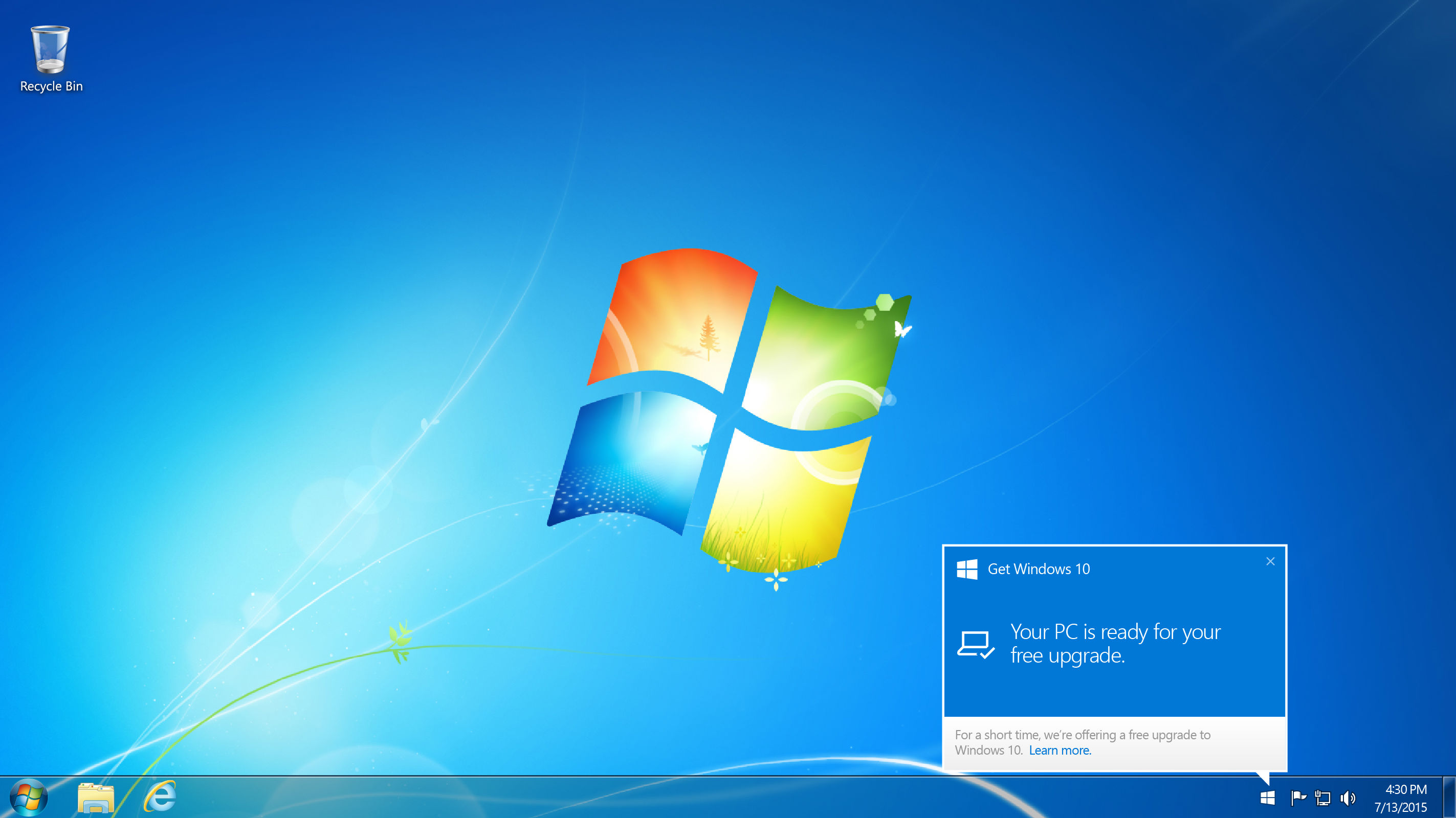 Get Windows 10 - Popup