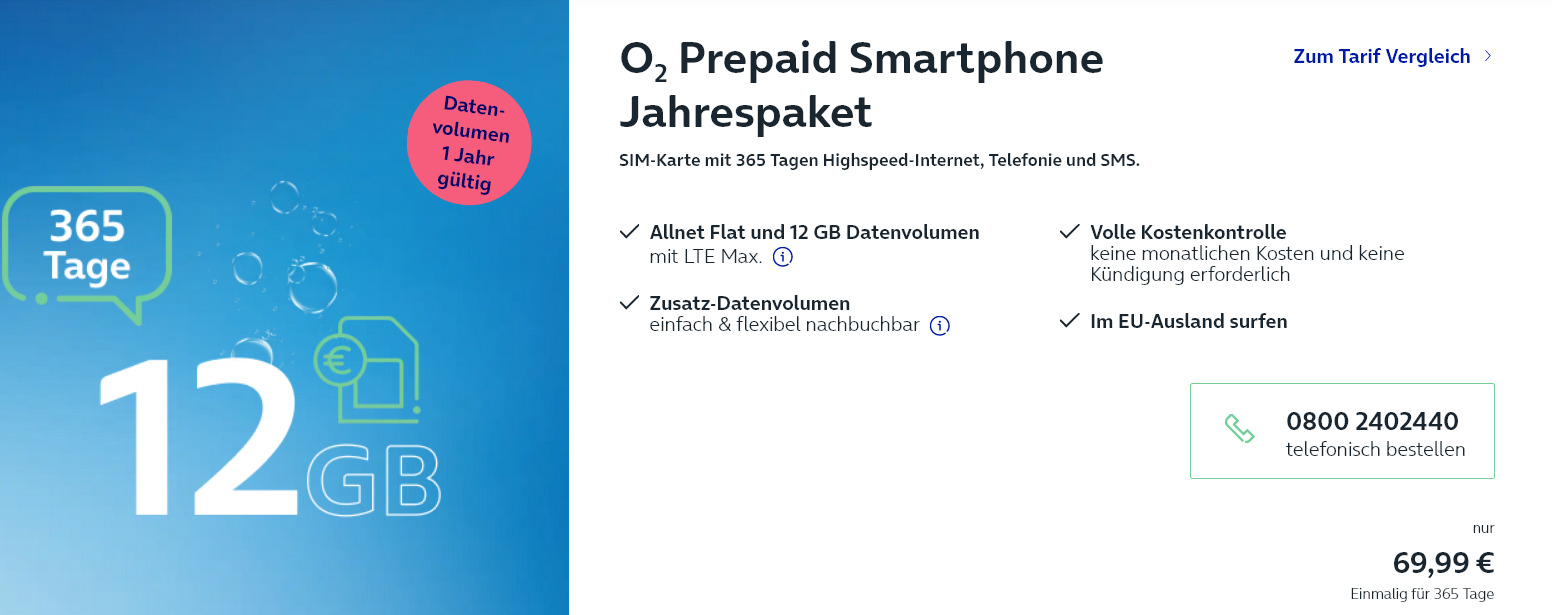 O2 Prepaid Jahrespaket